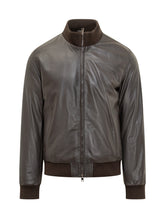 Renzo Cenci Leather Bomber Jacket with Ribbed Details - Collezione Happy Birthday | Lidia Shopping