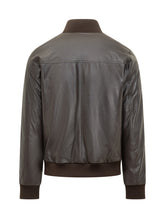 Renzo Cenci Leather Bomber Jacket with Ribbed Details - Collezione Happy Birthday | Lidia Shopping