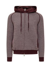 Lorenzoni Two-Tone Wool Zip Hoodie in Burgundy - Black Friday – ENG | Lidia Shopping