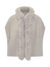 Beige Knit Cape with Fur Trim Nima - Collezione Happy Birthday | Lidia Shopping