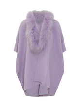 Lilac Knit Cape with Fur Collar Nima - Collezione Happy Birthday | Lidia Shopping