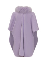 Lilac Knit Cape with Fur Collar Nima - Collezione Happy Birthday | Lidia Shopping
