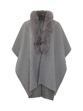 Grey Knit Cape with Fur Trim Nima - Collezione Happy Birthday | Lidia Shopping