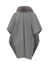Grey Knit Cape with Fur Trim Nima - Collezione Happy Birthday | Lidia Shopping