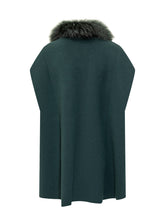 Green Knit Cape with Fur Trim Nima - Collezione Happy Birthday | Lidia Shopping