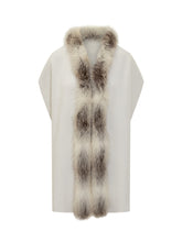 Ivory Knit Cape with Fur Trim Nima - Collezione Happy Birthday | Lidia Shopping