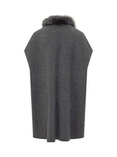 Grey Knit Cape with Fur Trim Nima - Collezione Happy Birthday | Lidia Shopping