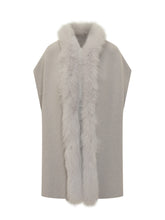Light Beige Knit Cape with Fur Trim Nima - Collezione Happy Birthday | Lidia Shopping