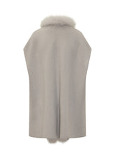Light Beige Knit Cape with Fur Trim Nima - Collezione Happy Birthday | Lidia Shopping