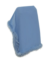 Sky Blue Wool Poncho with Fur Trim Nima - Collezione Happy Birthday | Lidia Shopping