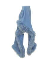 Sky Blue Wool Poncho with Fur Trim Nima - Collezione Happy Birthday | Lidia Shopping