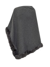 Anthracite Wool Poncho with Fur Trim Nima - Collezione Happy Birthday | Lidia Shopping