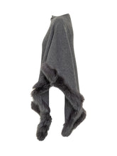 Anthracite Wool Poncho with Fur Trim Nima - Collezione Happy Birthday | Lidia Shopping