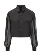 MSGM Cropped Shirt with Sheer Sleeves - Black Friday – ENG | Lidia Shopping
