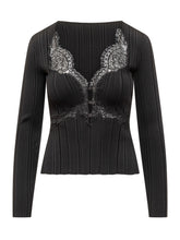 Maglia a Coste con Inserti in Pizzo - Abbigliamento Donna | Lidia Shopping