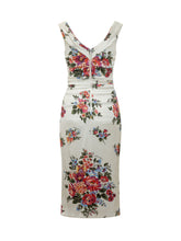 Abito con Scollo a V e Drappeggio e Motivo Floreal - Abbigliamento Donna | Lidia Shopping