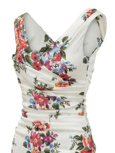 Abito con Scollo a V e Drappeggio e Motivo Floreal - Abbigliamento Donna | Lidia Shopping