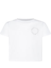 STELLA MCCARTNEY KIDS - T-shirt con Mini Logo Circolare sul Petto - Bianco | Lidia Shopping | Official Website