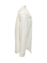 AMI ALEXANDRE MATTIUSSI - Overshirt con Bottoni e Logo Ricamato - Bianco | Lidia Shopping ® | Official Website