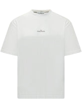 STONE ISLAND - T-shirt with Central Logo - White | Lidia Shopping | Official Website