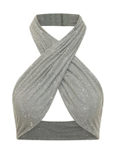 TWENTY FOURHAITCH - Top con Scollo Incrociato e Dettaglio Drappeggiato - Grigio | Lidia Shopping | Official Website
