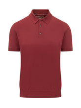 BARACUTA - Short Sleeve Knit Polo with Buttons - Red - LIDIASHOPPING® - Official Website