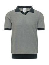 KNIT DE MONSIEUR - Polo Derby a Maniche Corte con Colletto e Motivo Bicolore - Nero | Lidia Shopping | Official Website