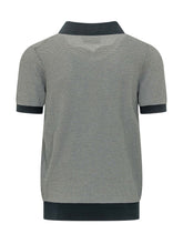 KNIT DE MONSIEUR - Polo Derby a Maniche Corte con Colletto e Motivo Bicolore - Nero | Lidia Shopping | Official Website