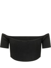 ELISABETTA FRANCHI - Knit Off Shoulder Top with Buttons - Black - LIDIASHOPPING® - Official Website