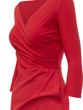 CHIARA BONI - Abito Florien con Scollo a V e Drappeggio - Rosso - LIDIASHOPPING® - Official Website