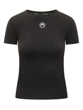 MARINE SERRE - Baby Fit T-shirt with Embroidered Logo - Black | Lidia Shopping | Official Website