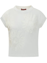 T-shirt Girocollo con Ricamo Floreale - Abbigliamento Donna | LIDIASHOPPING
