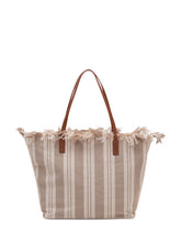 Borsa Tote City a Righe con Bordi Sfrangiati - Borse a Tracolla Donna | Lidia Shopping