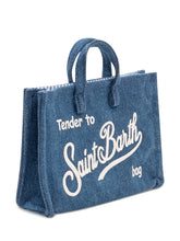MC2 SAINT BARTH - Denim Handbag with Printed Logo - Blue | Lidia Shopping | Official Website
