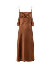 REBECCA VALLANCE - Abito Midi Phoenix Rose con Drappeggio - Marrone - LIDIASHOPPING® - Official Website