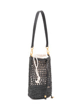 GIANNI CHIARINI - Nefeli Bucket Bag with Woven Texture and Drawstring - Black | Lidia Shopping | Official Website
