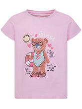 GUESS KIDS - Batwing Short Sleeve T-shirt with Summer Bear Print - Pink - LIDIASHOPPING® - Official Website