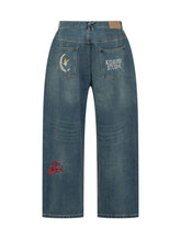 KIDSUPER - Embroidered Multi Motif Jeans - Blue | Lidia Shopping | Official Website