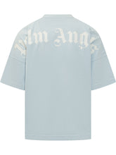 PALM ANGELS - T-shirt con Logo sul Collo - Blu - LIDIASHOPPING® - Official Website