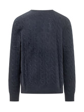 POLO RALPH LAUREN - Maglia Girocollo con Motivo a Trecce - Blu - LIDIASHOPPING® - Official Website