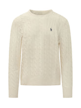 POLO RALPH LAUREN - Crewneck Sweater with Cable Pattern - White - LIDIASHOPPING® - Official Website