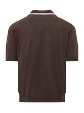 PAOLO PECORA - Polo con Scollo a V e Profili a Righe - Marrone | Lidia Shopping | Official Website