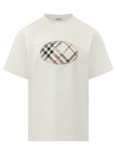 BURBERRY - T-shirt con Patch Ovale Check - Bianco - LIDIASHOPPING® - Official Website