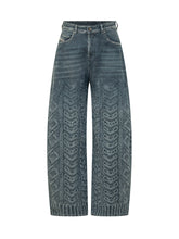 DIESEL - 1987 Wide Leg Jeans with Ornamental Motif - Blue - LIDIASHOPPING® - Official Website