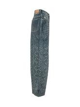 DIESEL - 1987 Wide Leg Jeans with Ornamental Motif - Blue - LIDIASHOPPING® - Official Website