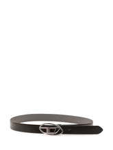 DIESEL - 1DR Belt with Oval Logo Buckle - Black - LIDIASHOPPING® - Official Website