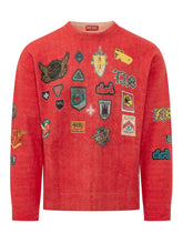 DIESEL - Crew Neck Sweater with Patches - Red - LIDIASHOPPING® - Official Website