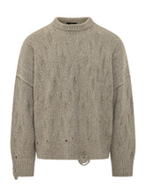 REPRESENT - Distressed Cable Knit Sweater - Beige - LIDIASHOPPING® - Official Website