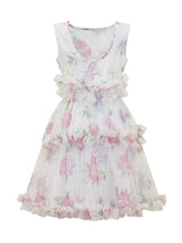 MONNALISA - Abito Smanicato con Balze Floreali - Bianco | Lidia Shopping | Official Website