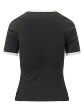 COURREGES - T-shirt con Collo a Contrasto - Nero | Lidia Shopping ® | Official Website